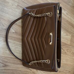 Michael Kors Tan Quilted Shoulder Bag with Gold Chain